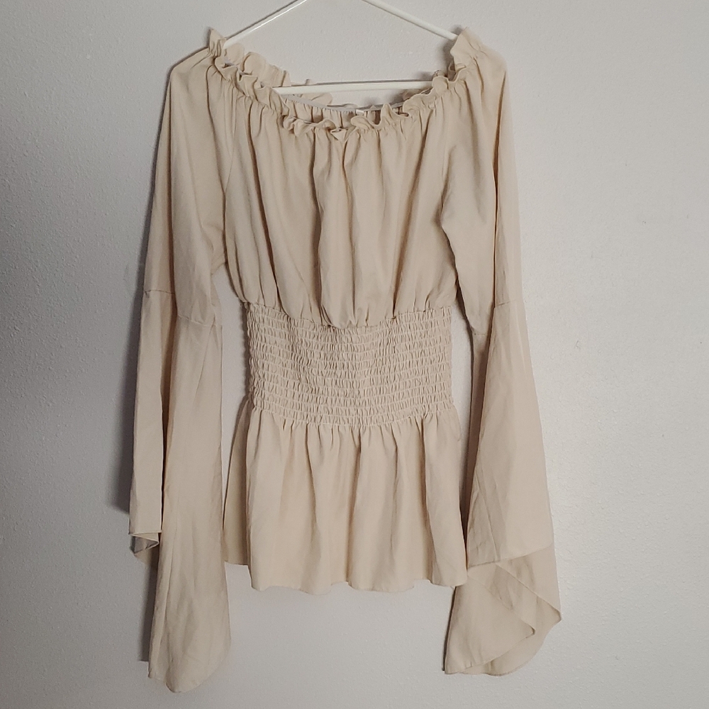 Elegant Cream Off-Shoulder Women's Top